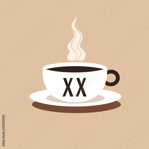 Coffee roasting company filled colorful initial logo idea. Fragrant hot drink in cup. Drink establishment. Letters inside cup shape. Graphic design. Created using neural network