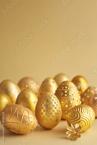 easter golden eggs background with copy space for text, Happy Easter, Pascha, or Resurrection Sunday