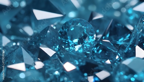 Beautiful background of blue diamonds or gemstones, close up view.