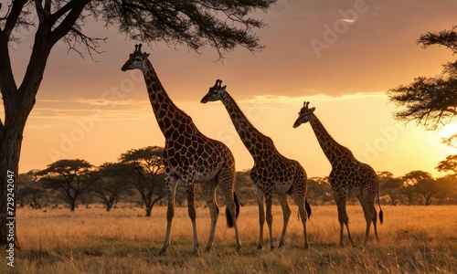 Sanctuary Secrets  African Giraffe s Serene Savanna Realm with Sunset Key Lighting