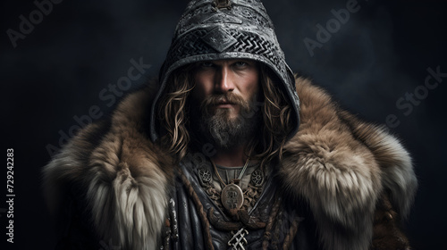 portrait of a person in a hood 3d wallpaer,, person in fur coat