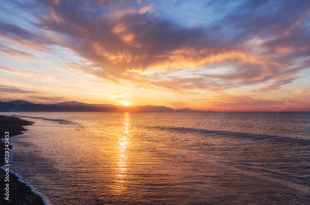 Fototapeta premium Sunrise in the Costa del Sol, in Malaga