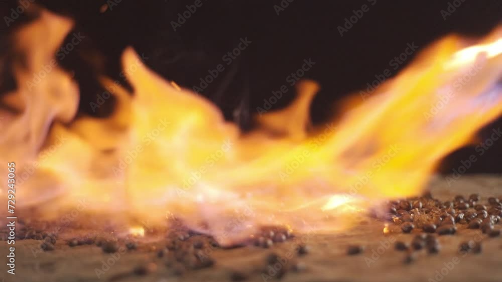 Natural roasting of coffee beans with fire Natural roasting of coffee beans with fire