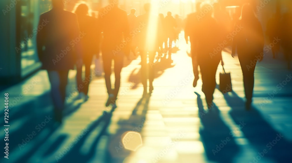 Obraz premium Abstract Image of Business People Walking on the Street : Generative AI