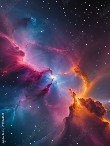Photo Of Abstract Multicolored Smooth Bright Nebula Galaxy Artwork Background