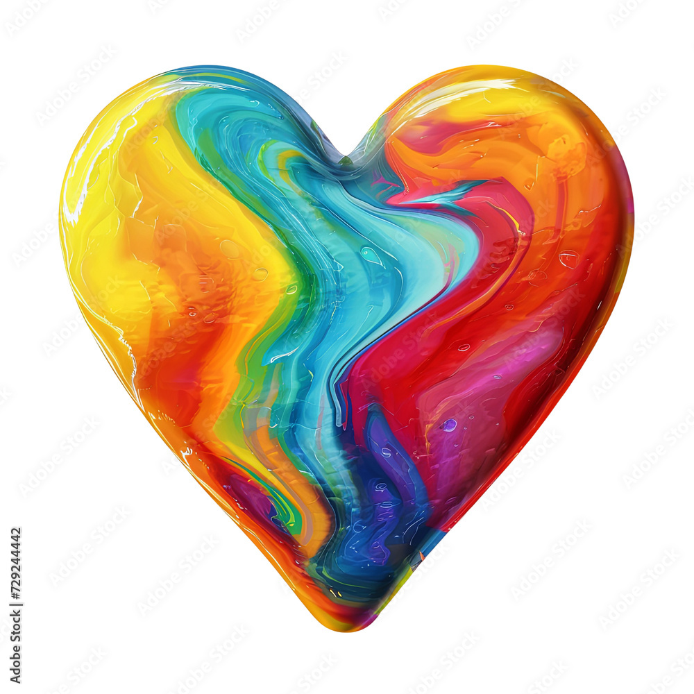 Rainbow Valentine heart isolated on a transparent background