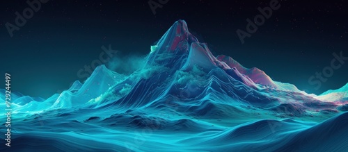 Digital abstract mountain in a futuristic style. AI generated image photo