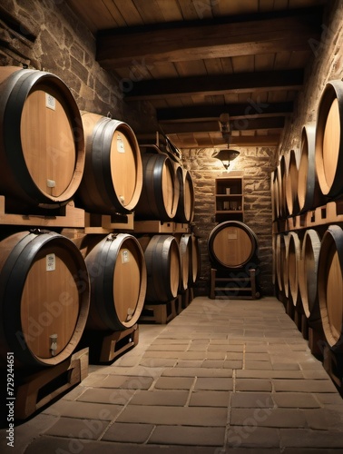 Photo Of Old Cellar With Wine Wooden Barrels