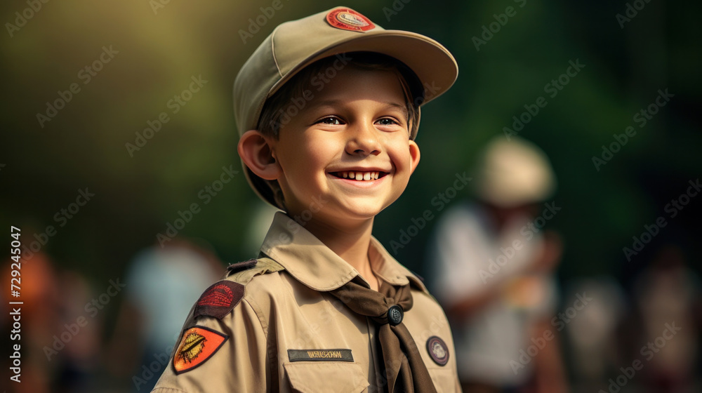 A happy boy scout in uniform. A happy boy scout in uniform.
