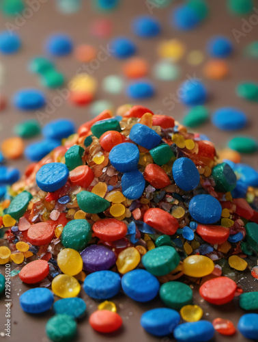 Photo Of Crushed Recycled Plastic Granules Were Converted Into Fresh, Reusable Material, Hue