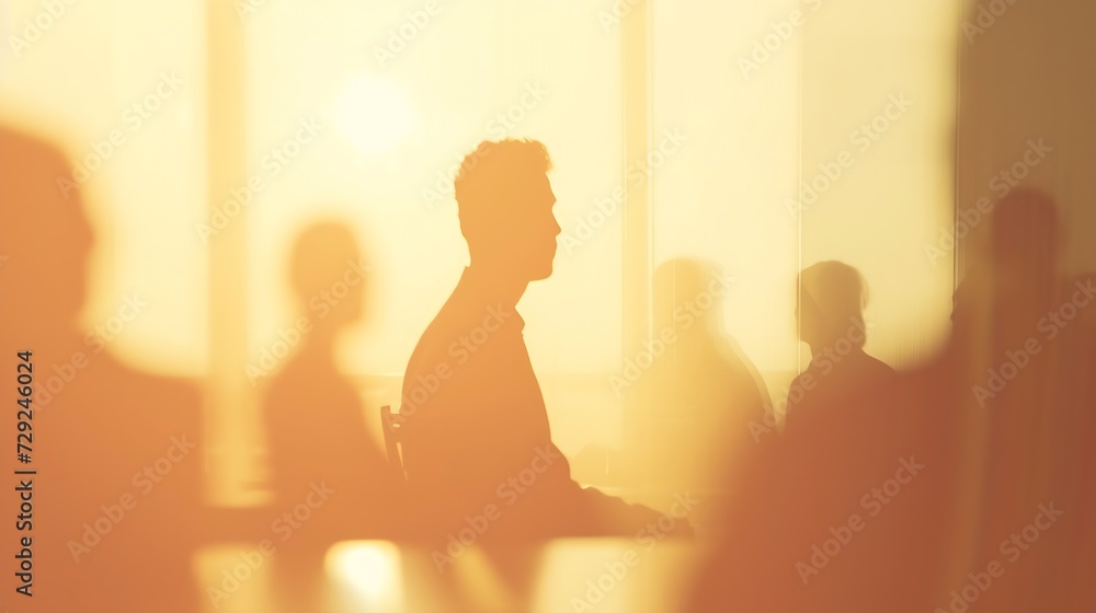 Abstract Image of Business People's Silhouettes in a Meeting : Generative AI