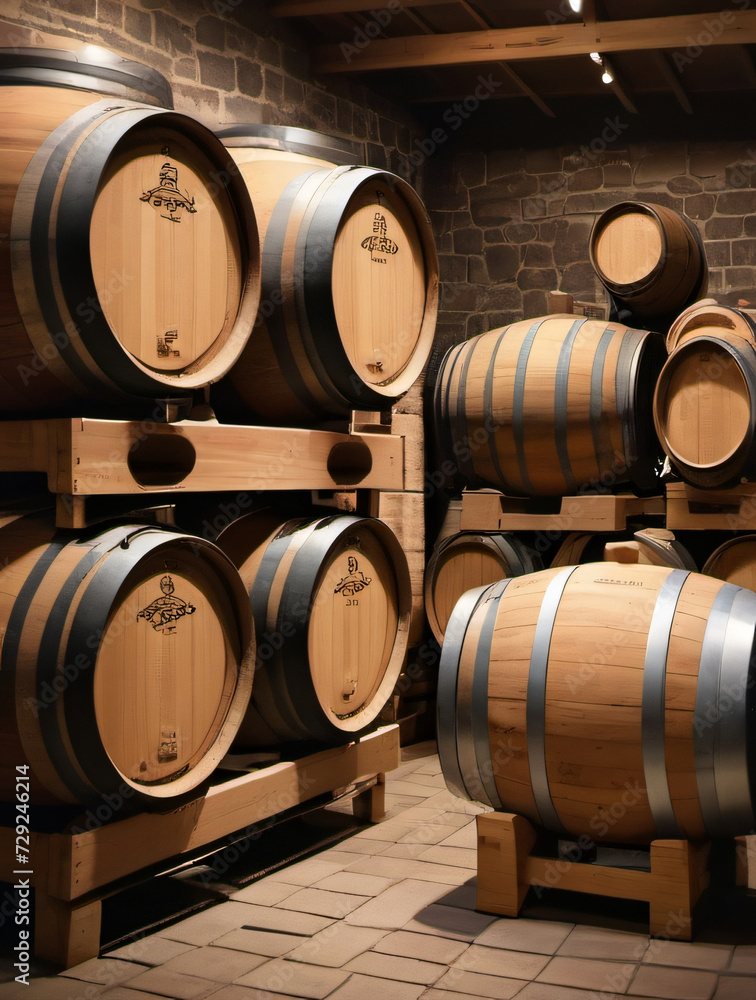 Photo Of Brewery, Winery Background, Wine, Beer Barrels Stacked Background Photo Of Brewery, Winery Background, Wine, Beer Barrels Stacked Background
