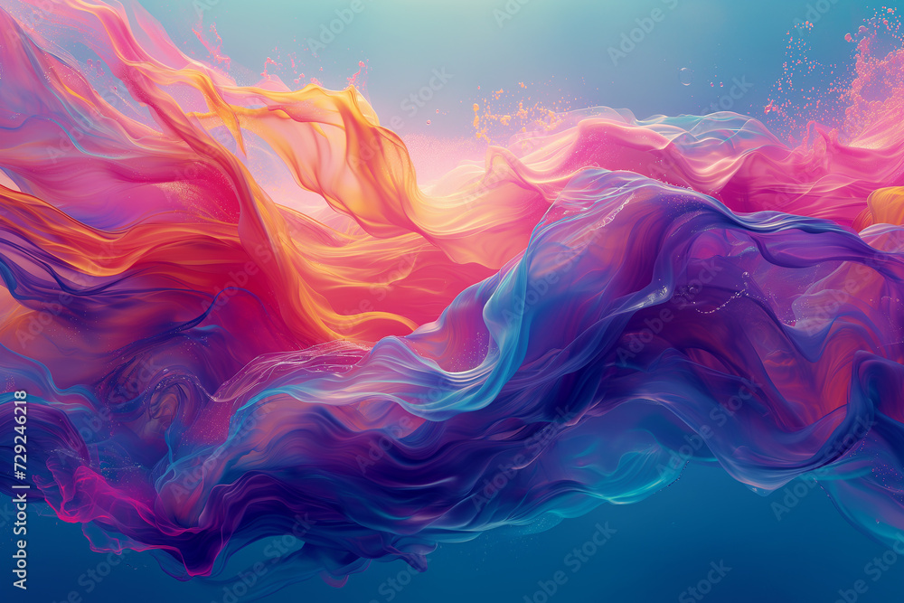 Vibrant colors swirling in futuristic underwater