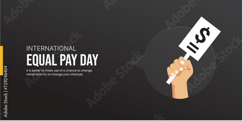 International Equal Pay Day, banner, poster, social media post, vector illustration, awareness, observance, September 18, humanity, equality, diversity, inclusion