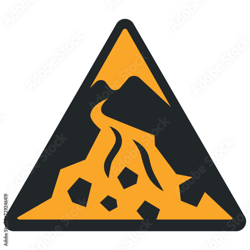 WARNING PICTOGRAM, WARNING; DEBRIS FLOW ZONE ISO 7010 - W076, VECTOR