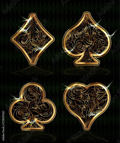 Casino wallpaper with poker cards, vector illustration