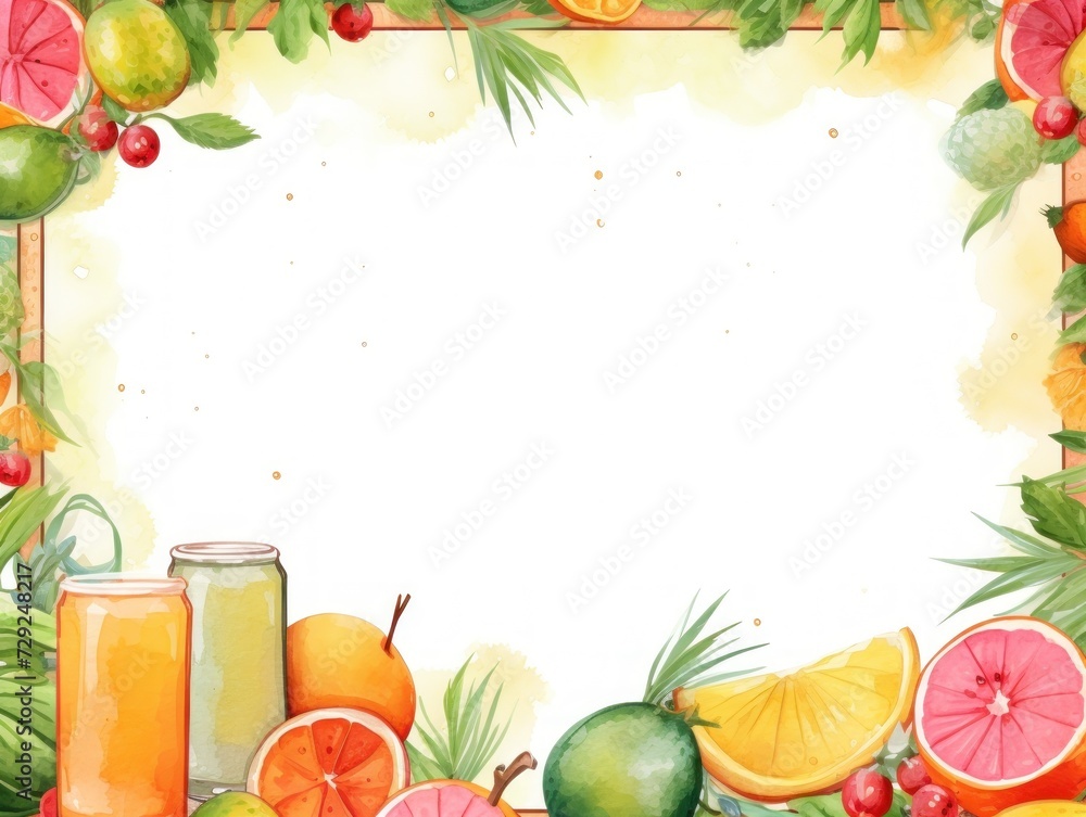 Assorted Fresh Fruits Including Watermelon, Oranges, Lemons, and Other Varieties. Frame on White Background, Copyspace. Healthy eating and diet concept. Assorted Fresh Fruits Including Watermelon, Oranges, Lemons, and Other Varieties. Frame on White Background, Copyspace. Healthy eating and diet concept.