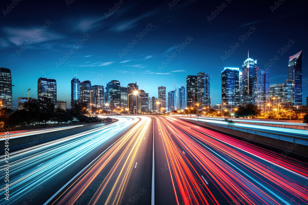 Light trails at night in urban environment Light trails at night in urban environment