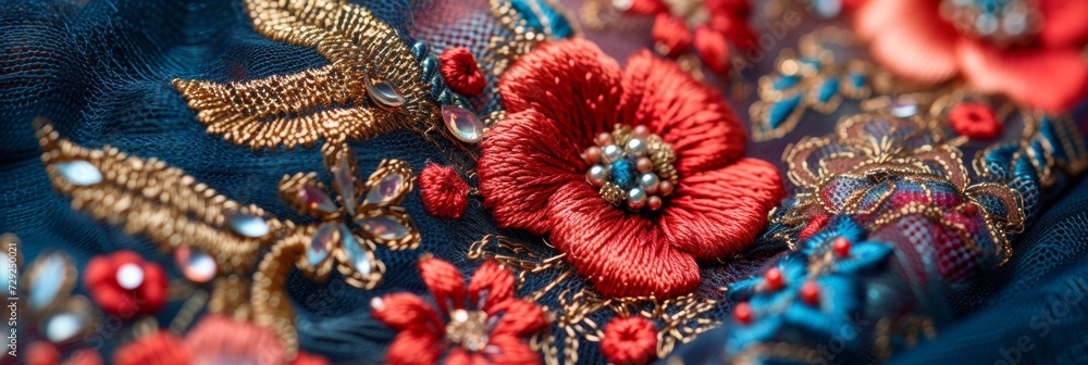 Linen Embroidery with Russian Sparkling Textures