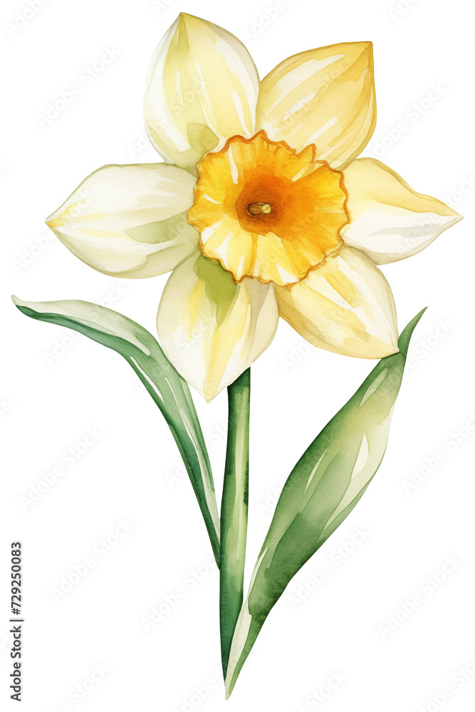 Naklejka premium Watercolor Narcissus PNG, December birth month flower