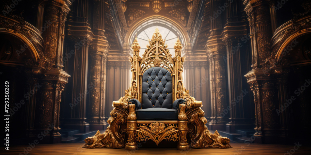Naklejka premium A golden chair in the throne room.