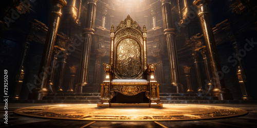 A golden chair in the throne room.