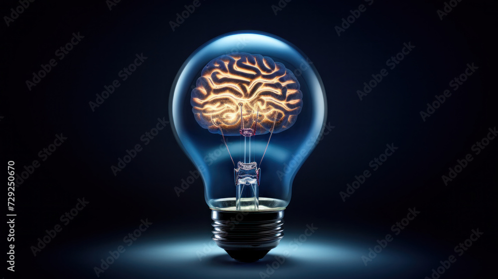 A lamp bulb with human brain. A lamp bulb with human brain.