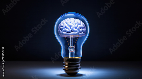 A lamp bulb with human brain.