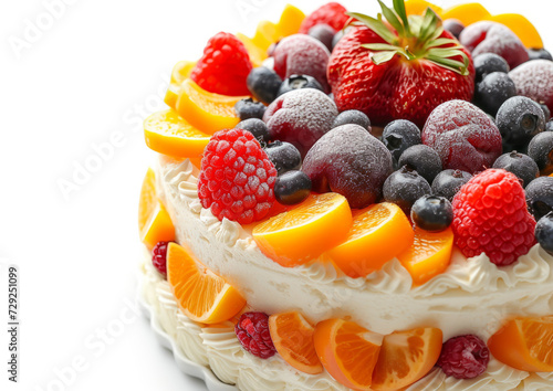 Traditional orthodox Easter cheese dessert, decorated with fresh fruits. Easter celebration concept and festive products