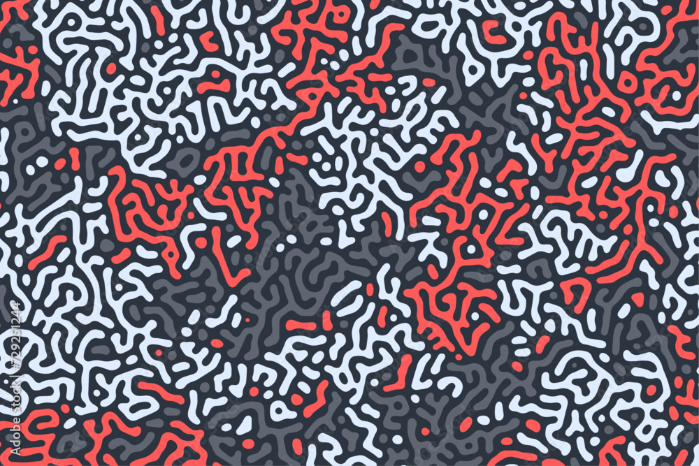 Modern and random assortment of rounded maze-like structures, in a trendy Memphis-style vector illustration with a retro flair, creating an irregular and organic pattern Modern and random assortment of rounded maze-like structures, in a trendy Memphis-style vector illustration with a retro flair, creating an irregular and organic pattern