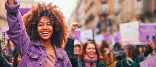 group of diverse woman at  international women's day march. feminist movement, March 8 for feminism, independence, freedom, empowerment, and activism for women
