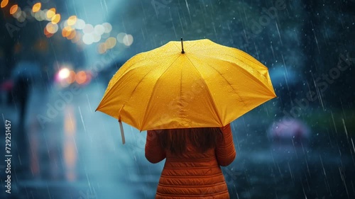 Wallpaper Mural a yellow umbrella in the middle of heavy rain, looping video Torontodigital.ca