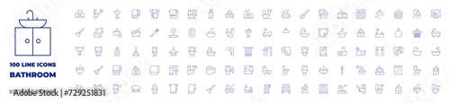 100 icons Bathroom collection. Thin line icon. Editable stroke. Bathroom icons for web and mobile app. photo