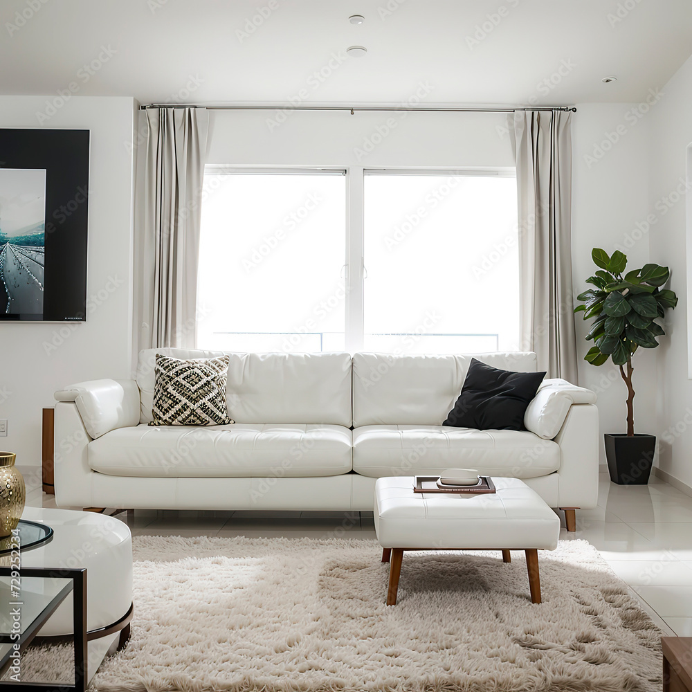 Fototapeta premium modern living room interior design with white sofa