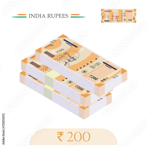 India Currency Rupees 200 Notes