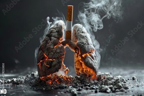 3d illustration of smoking lungs. The concept of health photo