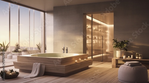 Lavish spa suite offering a range of rejuvenating treatments. Generative AI © vadosloginov