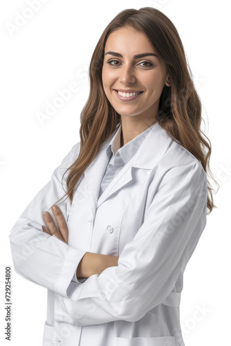 Portrait of a Caucasian female dermatologist, transparent background (PNG)