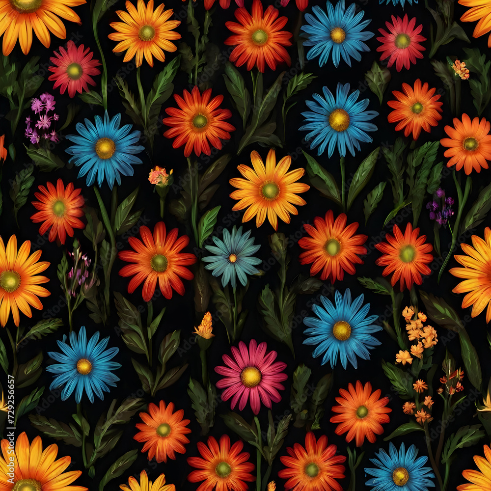 seamless pattern with flowers nature daisy vector design,Ai generated seamless pattern with flowers nature daisy vector design,Ai generated