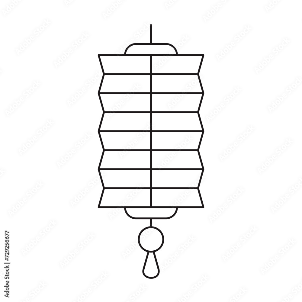 Lampion Chinese Flat Vector Illustration Lines Style 