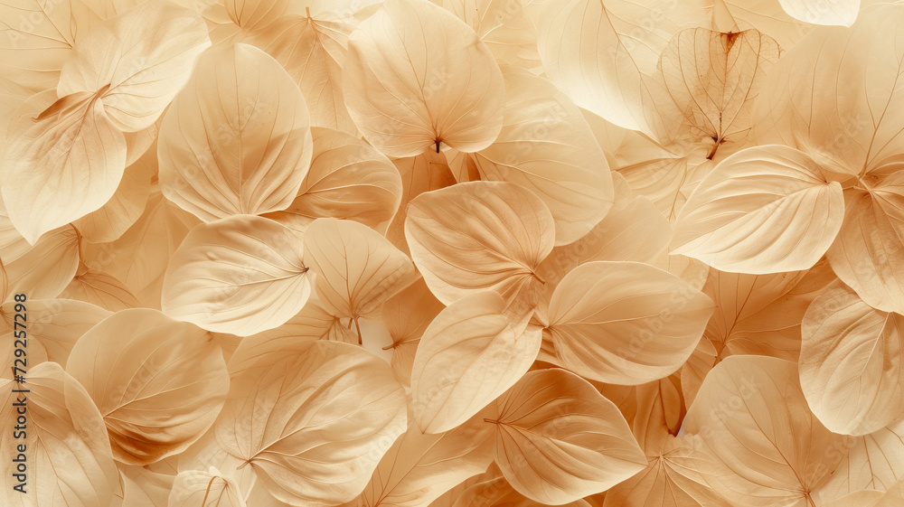 Natural texture in a floral abstract, showcasing beige transparent leaves and flower petals as background or wallpaper Natural texture in a floral abstract, showcasing beige transparent leaves and flower petals as background or wallpaper