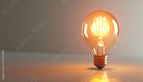 Glowing light bulb for white background with copy space. Switch supplier or energy tariff, innovation, electricity price, electricity provider, electricity supply, 3D-Rendering, isolated