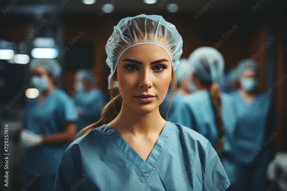 A nurse in medical clothes stands in the operating room A nurse in medical clothes stands in the operating room