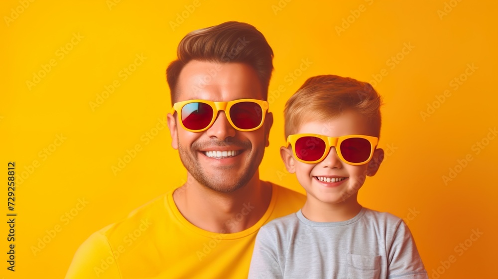 portrait of a father with his child on isolated background portrait of a father with his child on isolated background