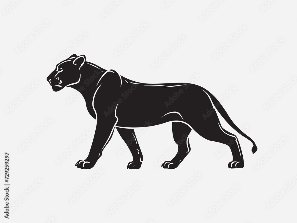 Silhouette of a female lion