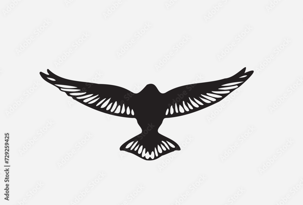 Obraz premium Silhouette bird isolated on white