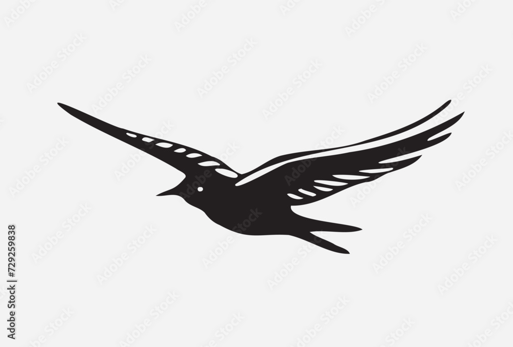 Fototapeta premium Silhouette bird isolated on white