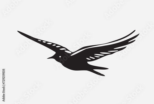 Silhouette bird isolated on white