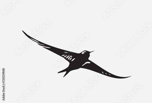 Silhouette bird isolated on white