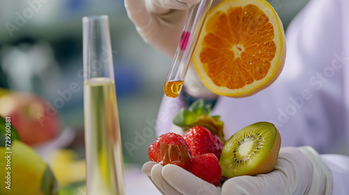 Cientista analisando resultados de frutas photo
